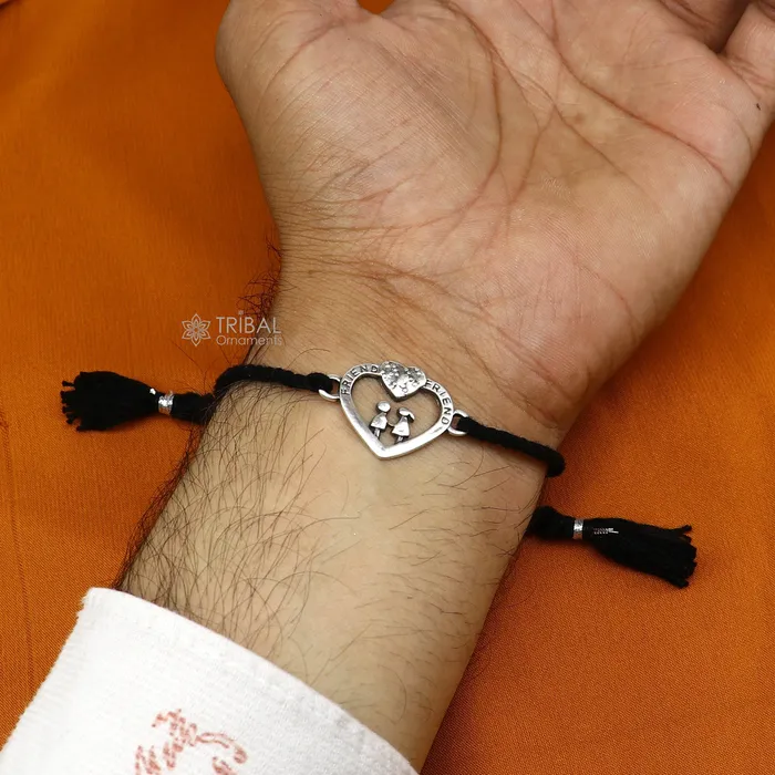TRIBAL ORNAMENTS Bracelets 925 sterling silver handmade AumtreeloveNazar battu tri force logo Rakhi Bracelet Exclusive sibling Bracelet Rakshabandhan gift rk304 TRIBAL ORNAMENTS Bracelets 925 sterling silver handmade AumtreeloveNazar battu tri force logo Rakhi Bracelet Exclusive sibling Bracelet Rakshabandhan gift rk304