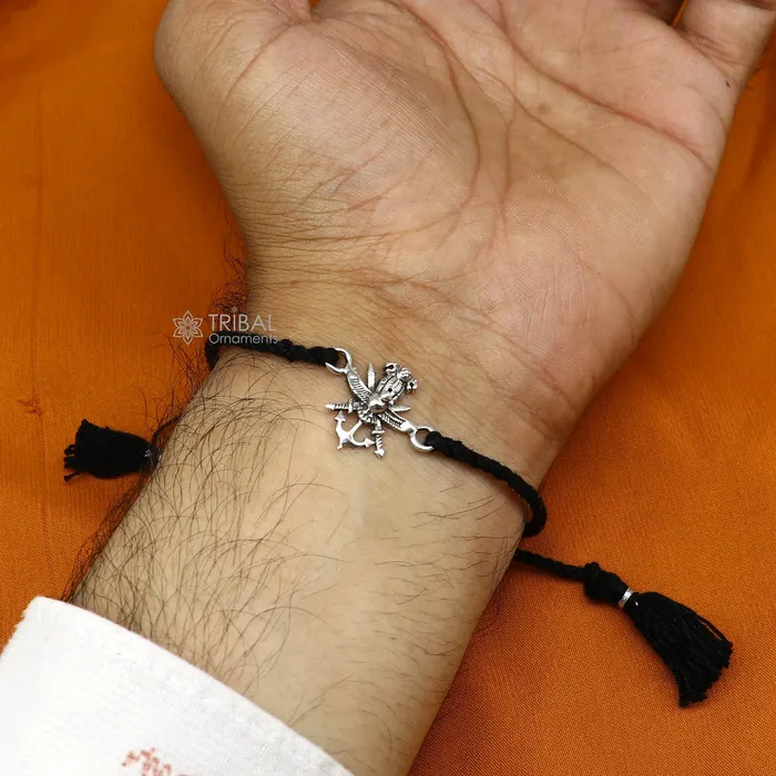 TRIBAL ORNAMENTS Bracelets 925 sterling silver handmade AumtreeloveNazar battu tri force logo Rakhi Bracelet Exclusive sibling Bracelet Rakshabandhan gift rk304 TRIBAL ORNAMENTS Bracelets 925 sterling silver handmade AumtreeloveNazar battu tri force logo Rakhi Bracelet Exclusive sibling Bracelet Rakshabandhan gift rk304