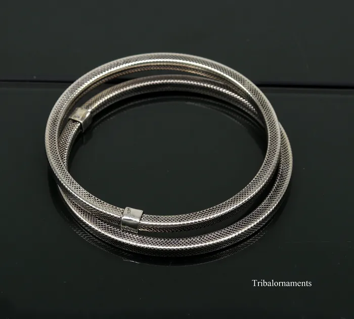 TRIBAL ORNAMENTS Bracelets 925 sterling silver handmade customized vintage design bangle bracelet kada single piece excellent oxidized gifting unisex jewelry nssk4