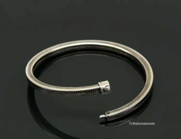 TRIBAL ORNAMENTS Bracelets 925 sterling silver handmade customized vintage design bangle bracelet kada single piece excellent oxidized gifting unisex jewelry nssk4