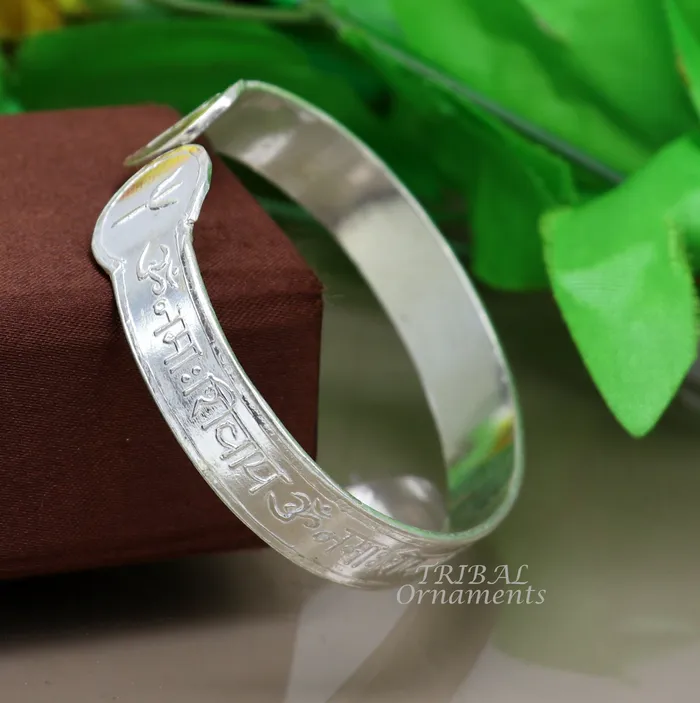 TRIBAL ORNAMENTS Bracelets 925 sterling silver handmade design Divine shiva mantra Aum namah shivay Bangle cuff bracelet kada best unisex tribal jewelry cuff137