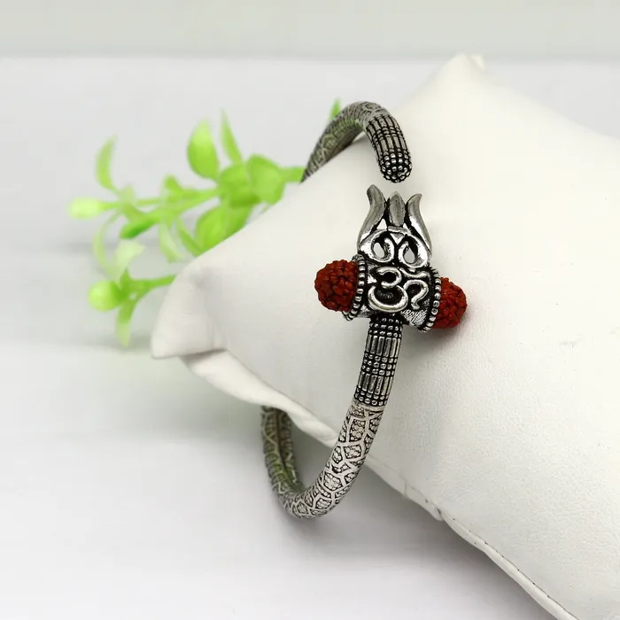 TRIBAL ORNAMENTS Bracelets 925 Sterling silver handmade Shiva trident trishul kada bangle bracelet with natural Rudraksha best customized unisex kada gifting nsk361 TRIBAL ORNAMENTS Bracelets 925 Sterling silver handmade Shiva trident trishul kada bangle bracelet with natural Rudraksha best customized unisex kada gifting nsk361
