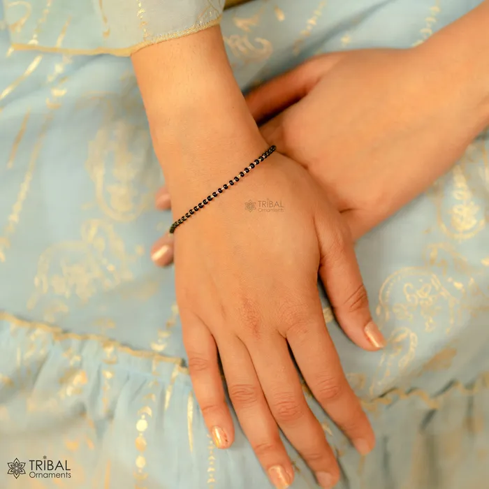 TRIBAL ORNAMENTS Bracelets 925 sterling silver modern cultural black beaded all sizes girls bracelet Combo use bracelet or anklets best Mangalsutra bracelet sbr459 TRIBAL ORNAMENTS Bracelets 925 sterling silver modern cultural black beaded all sizes girls bracelet Combo use bracelet or anklets best Mangalsutra bracelet sbr459