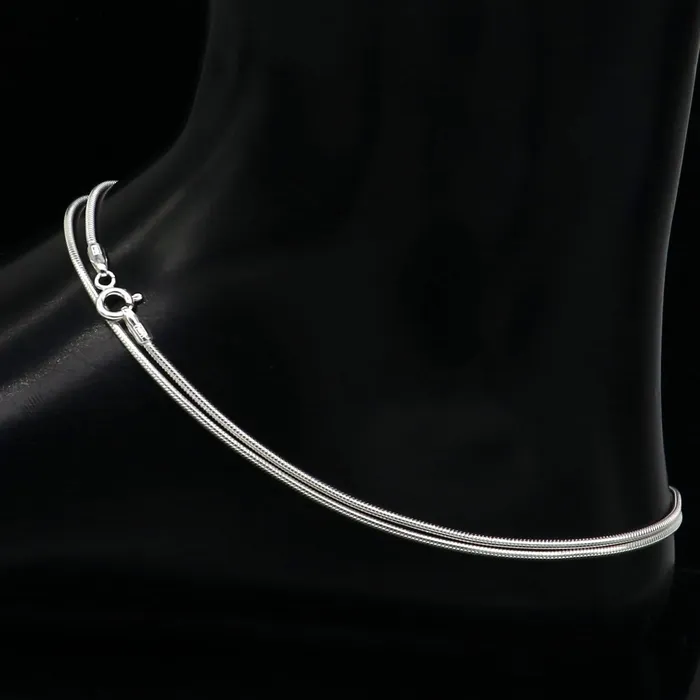 TRIBAL ORNAMENTS Bracelets Handmade 1MM snake chain 925 sterling silver ankle bracelet silver anklets foot bracelet amazing belly dance jewelry gift her ank605