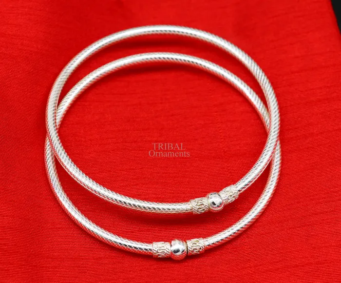 TRIBAL ORNAMENTS Bracelets Handmade design sterling silver ankle kada bracelet amazing single ball design ethnic ankle jewelry best nsfk57