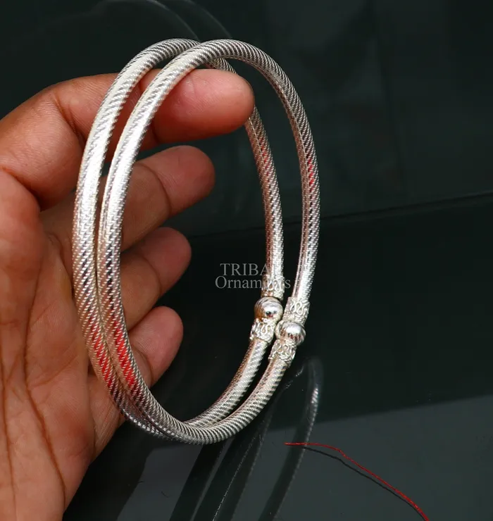 TRIBAL ORNAMENTS Bracelets Handmade design sterling silver ankle kada bracelet amazing single ball design ethnic ankle jewelry best nsfk57