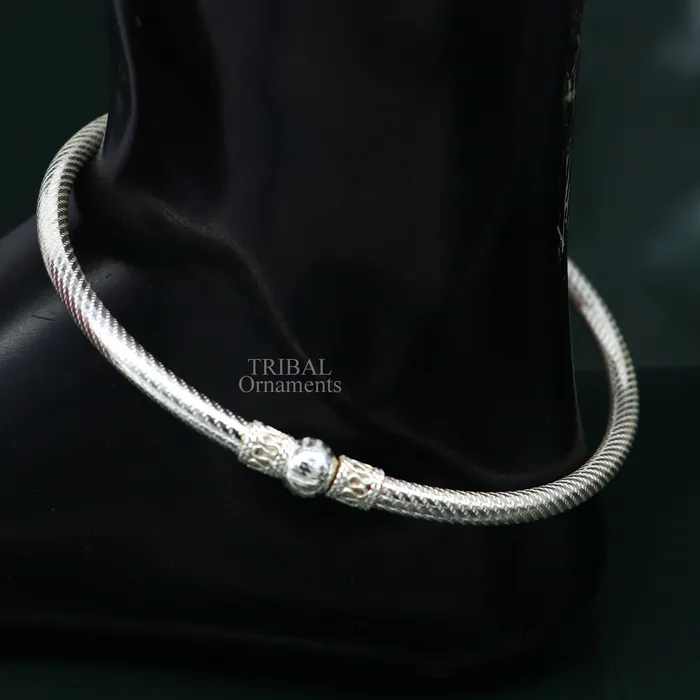 TRIBAL ORNAMENTS Bracelets Handmade design sterling silver ankle kada bracelet amazing single ball design ethnic ankle jewelry best nsfk57