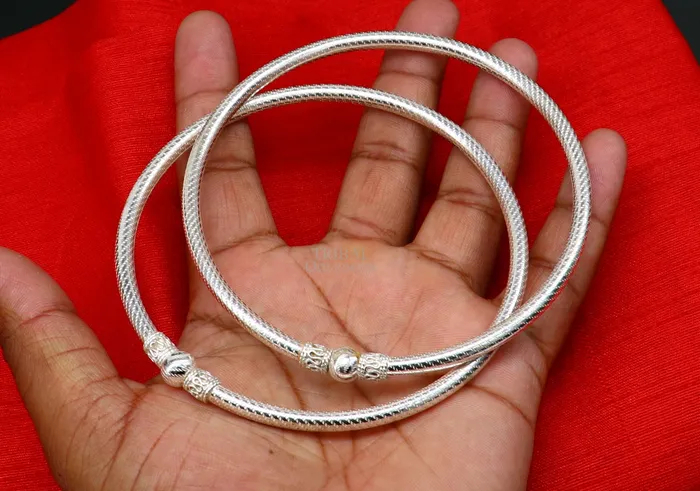TRIBAL ORNAMENTS Bracelets Handmade design sterling silver ankle kada bracelet amazing single ball design ethnic ankle jewelry best nsfk57