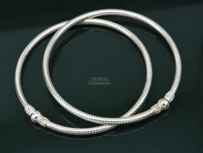 TRIBAL ORNAMENTS Bracelets Handmade design sterling silver ankle kada bracelet amazing single ball design ethnic ankle jewelry best nsfk57