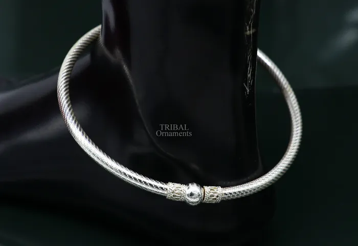 TRIBAL ORNAMENTS Bracelets Handmade design sterling silver ankle kada bracelet amazing single ball design ethnic ankle jewelry best nsfk57