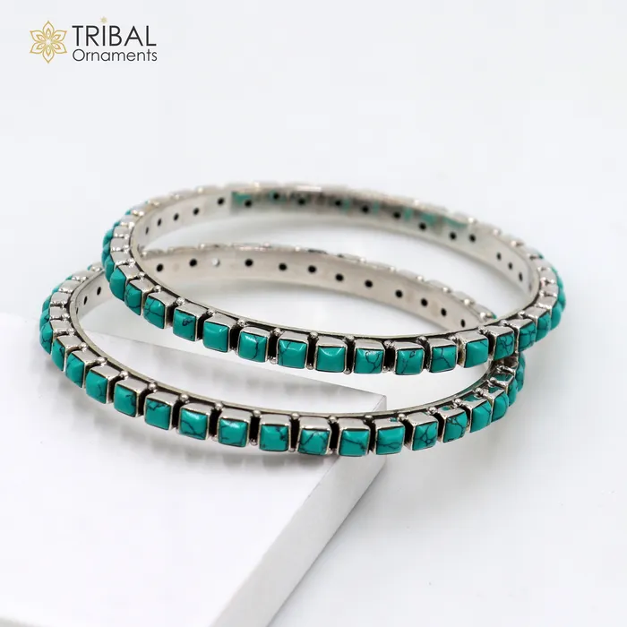 TRIBAL ORNAMENTS Bracelets Trendy cultural design 925 sterling silver unique style handmade bangle bracelet best brides collection wedding jewelry nba435