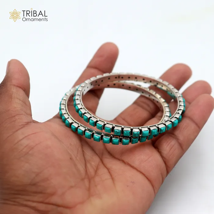 TRIBAL ORNAMENTS Bracelets Trendy cultural design 925 sterling silver unique style handmade bangle bracelet best brides collection wedding jewelry nba435