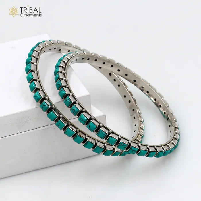 TRIBAL ORNAMENTS Bracelets Trendy cultural design 925 sterling silver unique style handmade bangle bracelet best brides collection wedding jewelry nba435