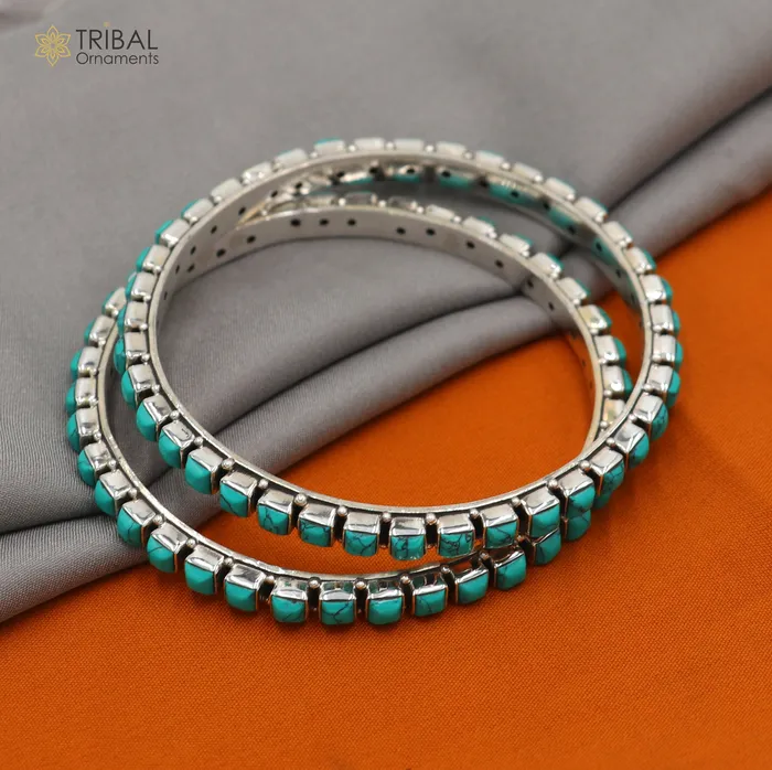 TRIBAL ORNAMENTS Bracelets Trendy cultural design 925 sterling silver unique style handmade bangle bracelet best brides collection wedding jewelry nba435