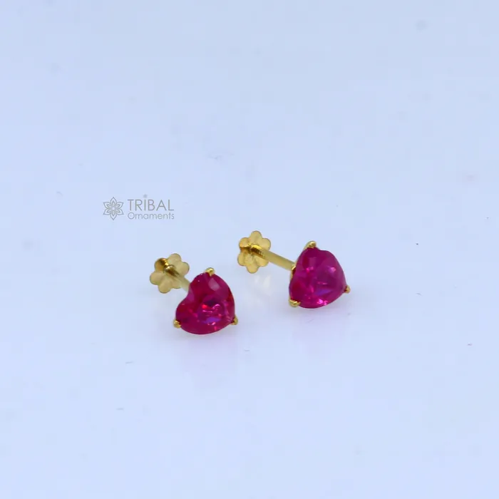 TRIBAL ORNAMENTS Earrings 14Kt yellow gold pink diamond stud earring for unisex er190
