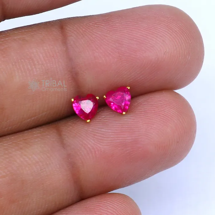 TRIBAL ORNAMENTS Earrings 14Kt yellow gold pink diamond stud earring for unisex er190