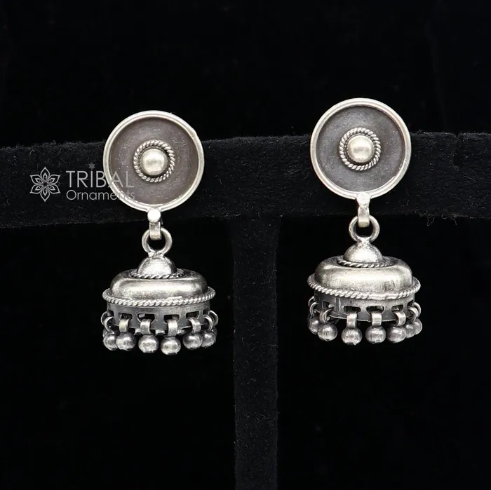 TRIBAL ORNAMENTS Earrings 925 sterling silver handmade customized hoops earring chandelier Flower work jhumka with hanging pearls stylish brides collection s1241 TRIBAL ORNAMENTS Earrings 925 sterling silver handmade customized hoops earring chandelier Flower work jhumka with hanging pearls stylish brides collection s1241