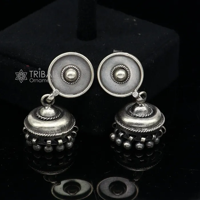TRIBAL ORNAMENTS Earrings 925 sterling silver handmade customized hoops earring chandelier Flower work jhumka with hanging pearls stylish brides collection s1241 TRIBAL ORNAMENTS Earrings 925 sterling silver handmade customized hoops earring chandelier Flower work jhumka with hanging pearls stylish brides collection s1241