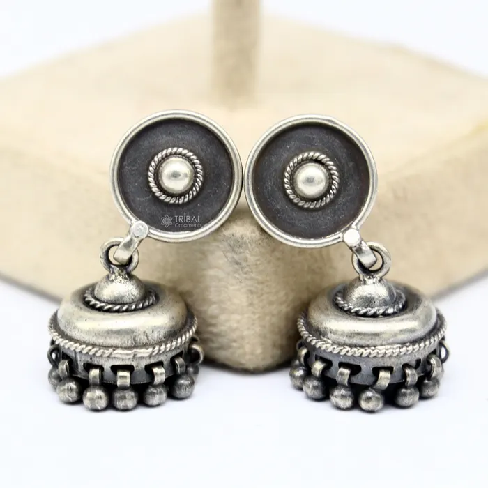 TRIBAL ORNAMENTS Earrings 925 sterling silver handmade customized hoops earring chandelier Flower work jhumka with hanging pearls stylish brides collection s1241 TRIBAL ORNAMENTS Earrings 925 sterling silver handmade customized hoops earring chandelier Flower work jhumka with hanging pearls stylish brides collection s1241