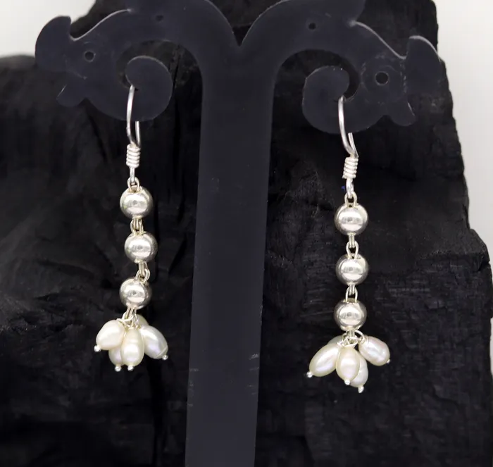 TRIBAL ORNAMENTS Earrings 925 sterling silver handmade hoops earring natural fresh water pearl earring amazing customized bridesmaid pearl drop dangle earring ear477