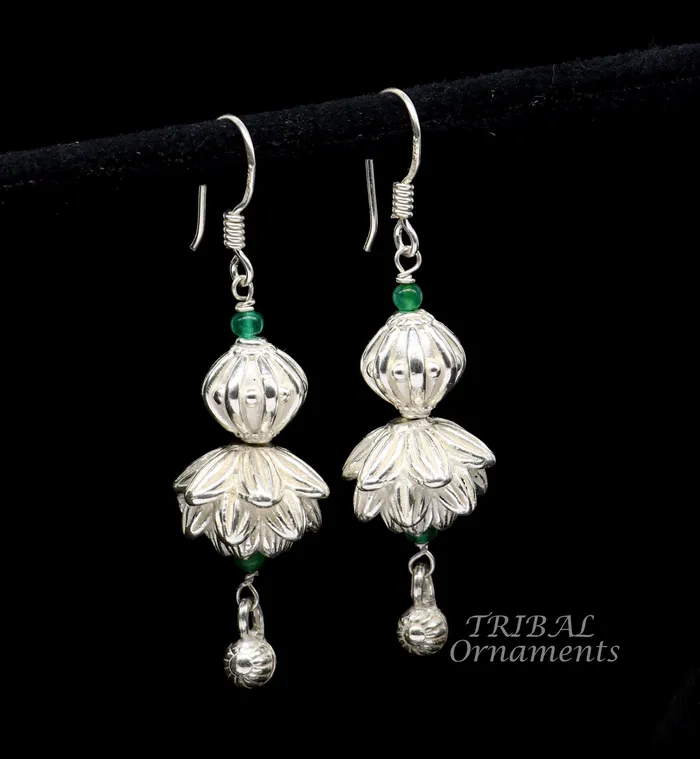 TRIBAL ORNAMENTS Earrings 925 sterling silver handmade white finish hook earrings fabulous hanging drop dangle earrings tribal ethnic jewelry from India s1087 TRIBAL ORNAMENTS Earrings 925 sterling silver handmade white finish hook earrings fabulous hanging drop dangle earrings tribal ethnic jewelry from India s1087