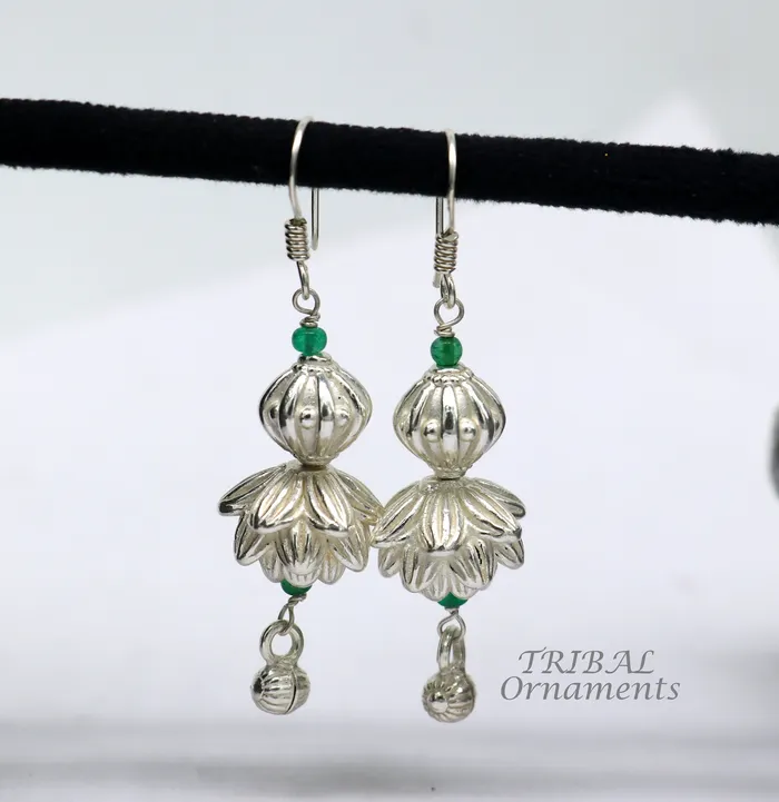 TRIBAL ORNAMENTS Earrings 925 sterling silver handmade white finish hook earrings fabulous hanging drop dangle earrings tribal ethnic jewelry from India s1087 TRIBAL ORNAMENTS Earrings 925 sterling silver handmade white finish hook earrings fabulous hanging drop dangle earrings tribal ethnic jewelry from India s1087