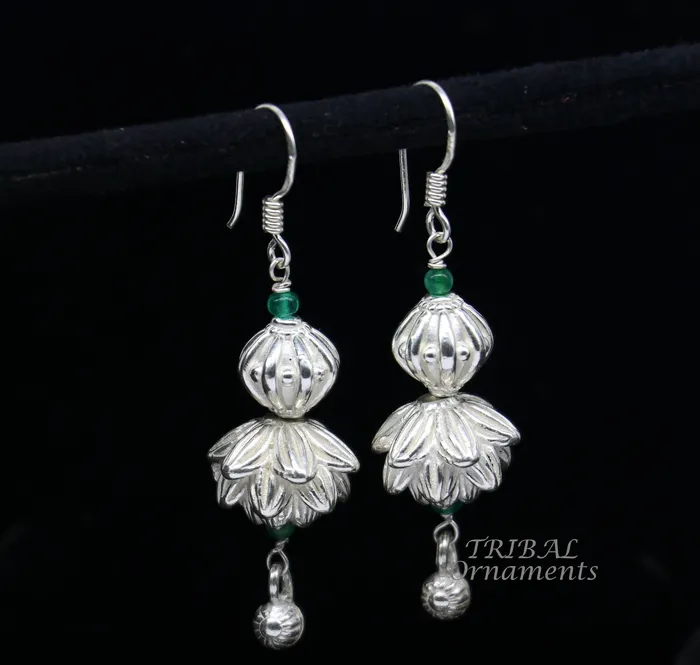 TRIBAL ORNAMENTS Earrings 925 sterling silver handmade white finish hook earrings fabulous hanging drop dangle earrings tribal ethnic jewelry from India s1087 TRIBAL ORNAMENTS Earrings 925 sterling silver handmade white finish hook earrings fabulous hanging drop dangle earrings tribal ethnic jewelry from India s1087
