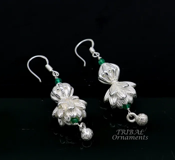 TRIBAL ORNAMENTS Earrings 925 sterling silver handmade white finish hook earrings fabulous hanging drop dangle earrings tribal ethnic jewelry from India s1087 TRIBAL ORNAMENTS Earrings 925 sterling silver handmade white finish hook earrings fabulous hanging drop dangle earrings tribal ethnic jewelry from India s1087