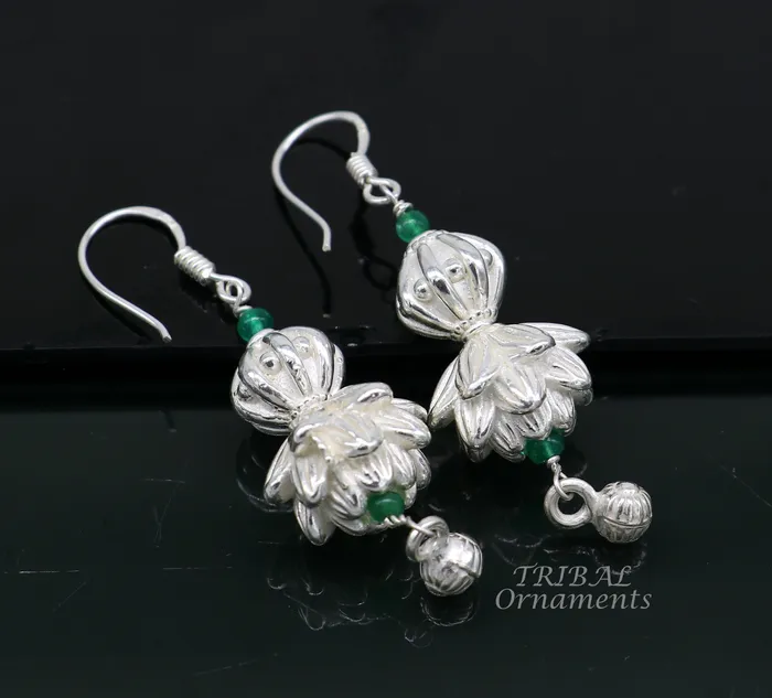 TRIBAL ORNAMENTS Earrings 925 sterling silver handmade white finish hook earrings fabulous hanging drop dangle earrings tribal ethnic jewelry from India s1087 TRIBAL ORNAMENTS Earrings 925 sterling silver handmade white finish hook earrings fabulous hanging drop dangle earrings tribal ethnic jewelry from India s1087