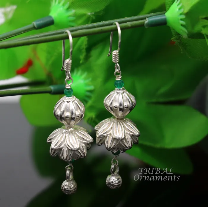 TRIBAL ORNAMENTS Earrings 925 sterling silver handmade white finish hook earrings fabulous hanging drop dangle earrings tribal ethnic jewelry from India s1087 TRIBAL ORNAMENTS Earrings 925 sterling silver handmade white finish hook earrings fabulous hanging drop dangle earrings tribal ethnic jewelry from India s1087