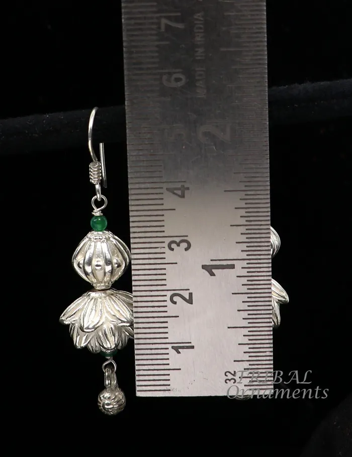 TRIBAL ORNAMENTS Earrings 925 sterling silver handmade white finish hook earrings fabulous hanging drop dangle earrings tribal ethnic jewelry from India s1087 TRIBAL ORNAMENTS Earrings 925 sterling silver handmade white finish hook earrings fabulous hanging drop dangle earrings tribal ethnic jewelry from India s1087