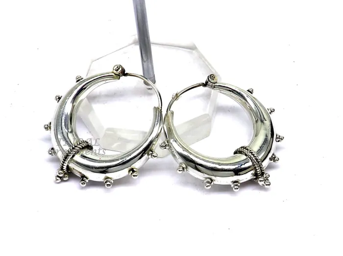 TRIBAL ORNAMENTS Handmade 925 sterling silver fabulous plain shining hoops earrings Bali unique style kundal unisex tribal belly dance jewelry s1118 Earrings TRIBAL ORNAMENTS Handmade 925 sterling silver fabulous plain shining hoops earrings Bali unique style kundal unisex tribal belly dance jewelry s1118 Earrings