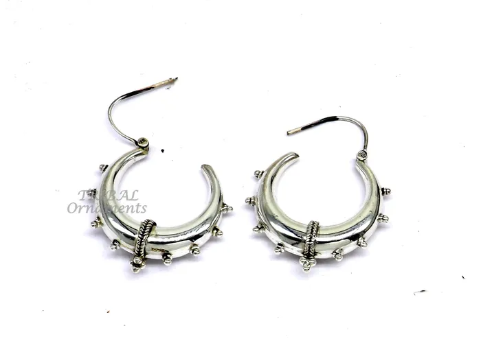 TRIBAL ORNAMENTS Handmade 925 sterling silver fabulous plain shining hoops earrings Bali unique style kundal unisex tribal belly dance jewelry s1118 Earrings TRIBAL ORNAMENTS Handmade 925 sterling silver fabulous plain shining hoops earrings Bali unique style kundal unisex tribal belly dance jewelry s1118 Earrings