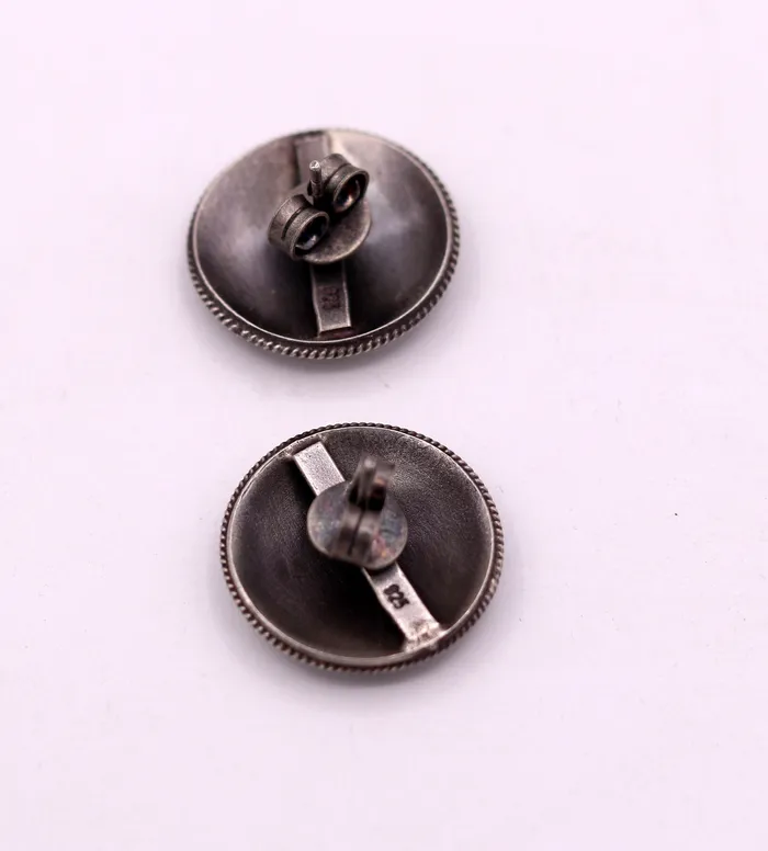 TRIBAL ORNAMENTS High quality 925 sterling silver plain style handmade round design fabulous Stud earrings tribal jewelry from Rajasthan india s526 Earrings