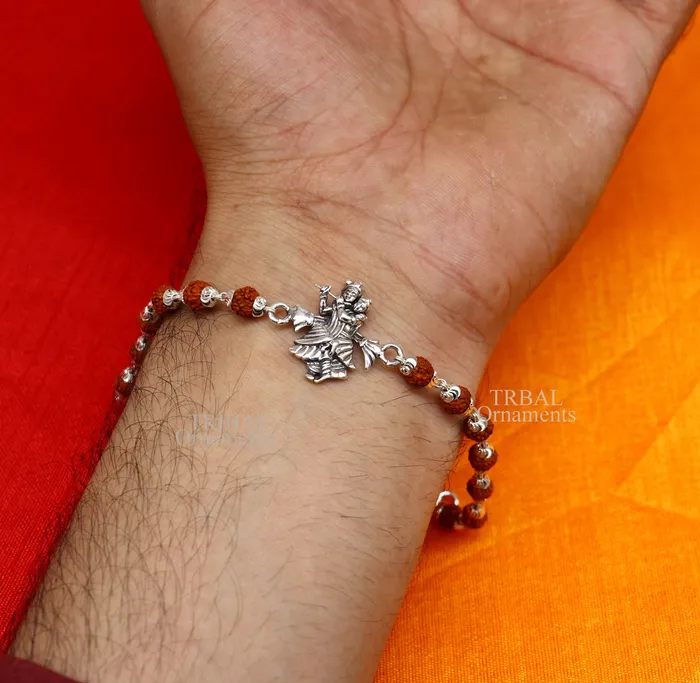 TRIBAL ORNAMENTS Lord Radha Krishna Rakhi 925 sterling silver handmade stylish divine Rakhi bracelet amazing Rudraksha Tulsi beaded bracelet Rakhi rk185 Bracelets TRIBAL ORNAMENTS Lord Radha Krishna Rakhi 925 sterling silver handmade stylish divine Rakhi bracelet amazing Rudraksha Tulsi beaded bracelet Rakhi rk185 Bracelets
