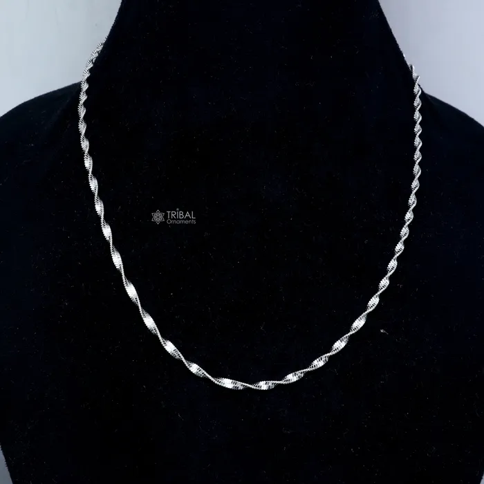 TRIBAL ORNAMENTS Necklaces 18Inches 925 Sterling silver handmade twisting chain unisex gifting necklace jewelry ch603 TRIBAL ORNAMENTS Necklaces 18Inches 925 Sterling silver handmade twisting chain unisex gifting necklace jewelry ch603