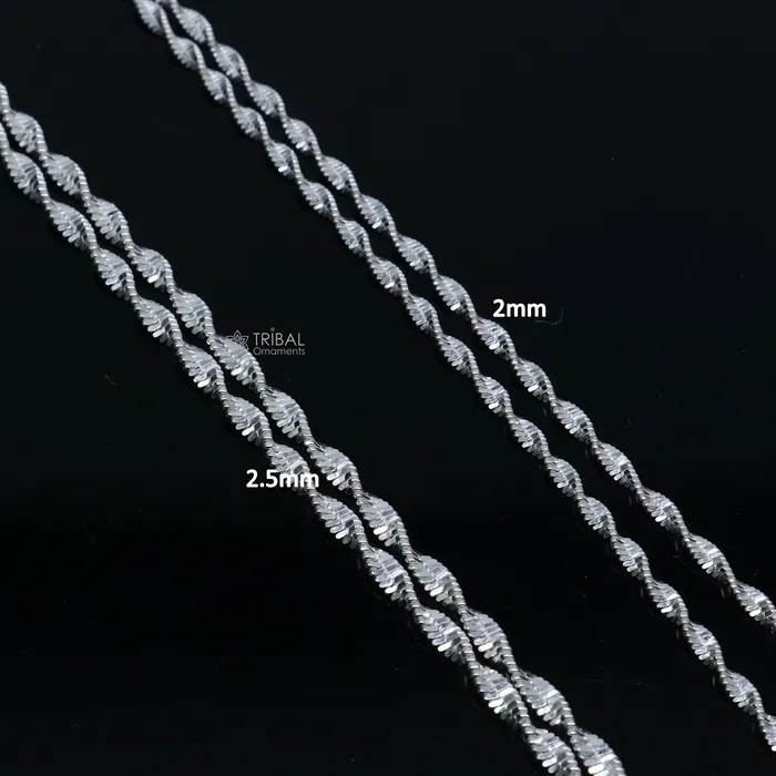 TRIBAL ORNAMENTS Necklaces 18Inches 925 Sterling silver handmade twisting chain unisex gifting necklace jewelry ch603