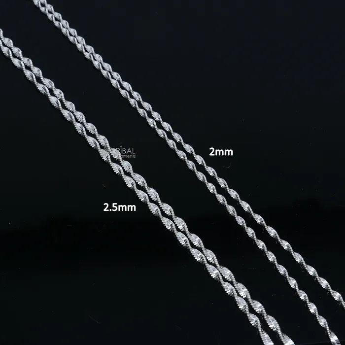 TRIBAL ORNAMENTS Necklaces 18Inches 925 Sterling silver handmade twisting chain unisex gifting necklace jewelry ch603