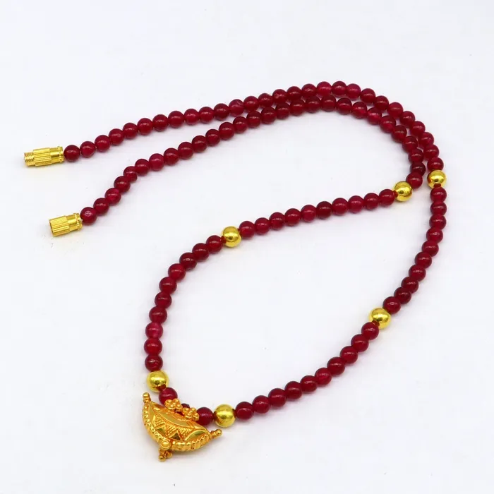 TRIBAL ORNAMENTS Necklaces 18 red color beaded necklace fabulous 20kt yellow gold amulet style pendant excellent customize gift stylish tribal ethnic jewelry ap05
