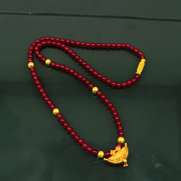 TRIBAL ORNAMENTS Necklaces 18 red color beaded necklace fabulous 20kt yellow gold amulet style pendant excellent customize gift stylish tribal ethnic jewelry ap05