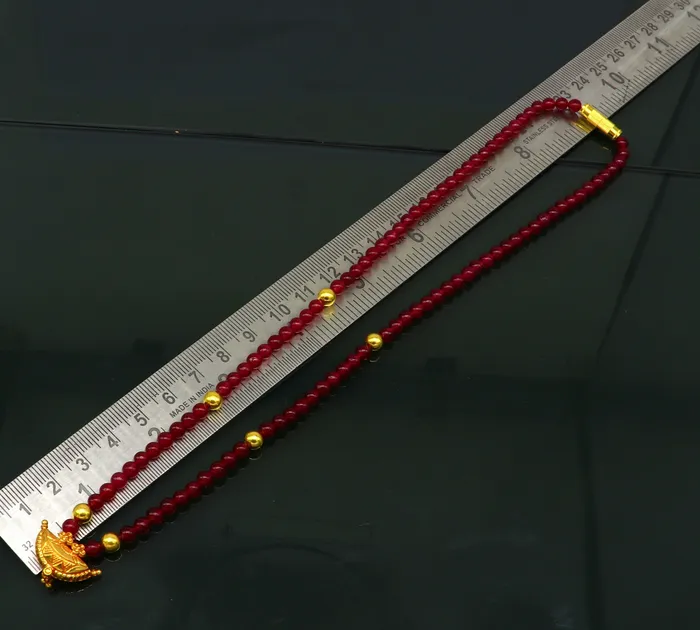 TRIBAL ORNAMENTS Necklaces 18 red color beaded necklace fabulous 20kt yellow gold amulet style pendant excellent customize gift stylish tribal ethnic jewelry ap05