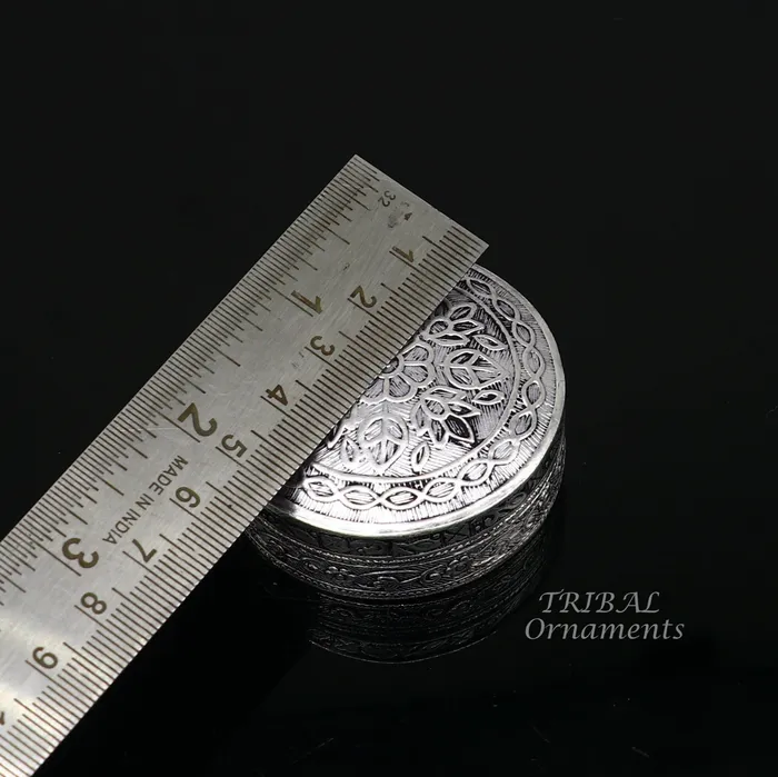 TRIBAL ORNAMENTS Necklaces 2 wide Vintage style 925 sterling silver handmade trinket box eye kajal box container box kumkum box sindur box brides gift stb714
