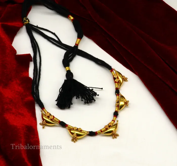 TRIBAL ORNAMENTS Necklaces 22kt yellow gold customized vintage tribal choker necklace best gift ethnic necklace worn by tribal people of Rajasthan india set74 TRIBAL ORNAMENTS Necklaces 22kt yellow gold customized vintage tribal choker necklace best gift ethnic necklace worn by tribal people of Rajasthan india set74