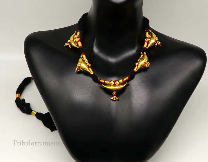 TRIBAL ORNAMENTS Necklaces 22kt yellow gold customized vintage tribal choker necklace best gift ethnic necklace worn by tribal people of Rajasthan india set74