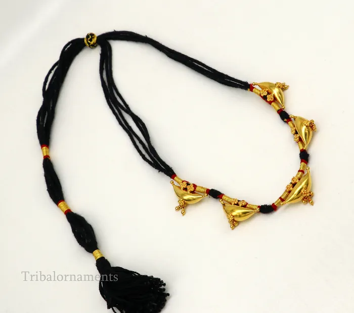 TRIBAL ORNAMENTS Necklaces 22kt yellow gold customized vintage tribal choker necklace best gift ethnic necklace worn by tribal people of Rajasthan india set74
