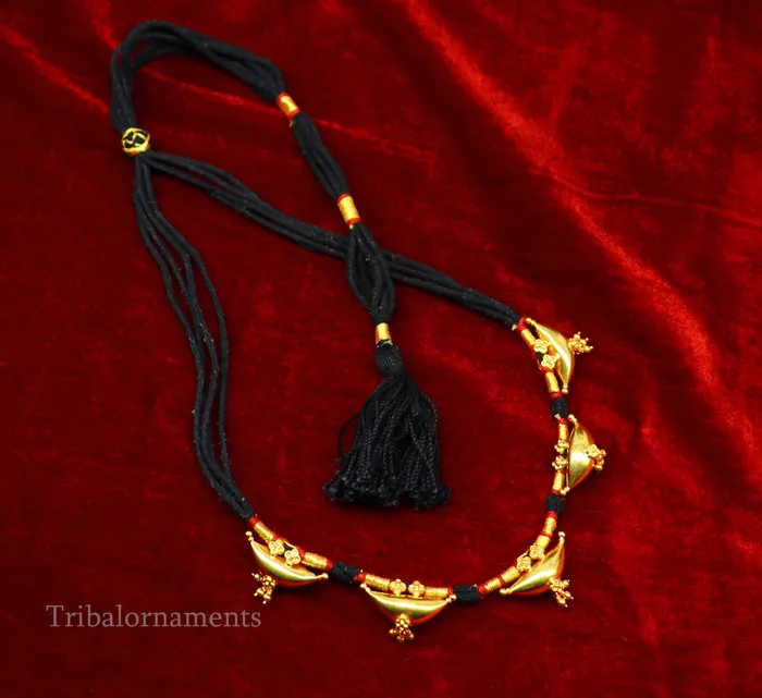 TRIBAL ORNAMENTS Necklaces 22kt yellow gold customized vintage tribal choker necklace best gift ethnic necklace worn by tribal people of Rajasthan india set74