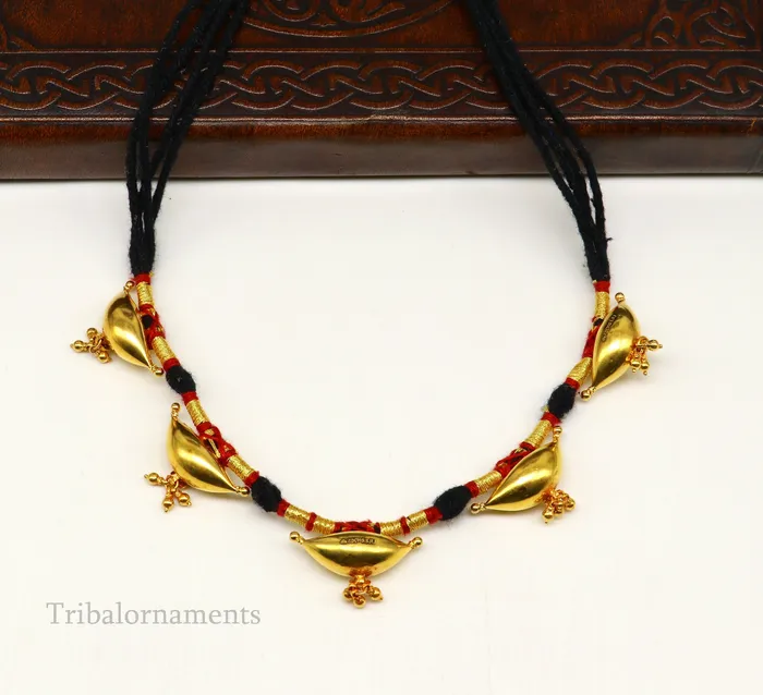 TRIBAL ORNAMENTS Necklaces 22kt yellow gold customized vintage tribal choker necklace best gift ethnic necklace worn by tribal people of Rajasthan india set74