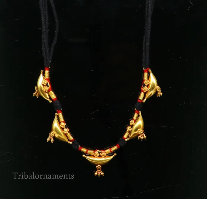 TRIBAL ORNAMENTS Necklaces 22kt yellow gold customized vintage tribal choker necklace best gift ethnic necklace worn by tribal people of Rajasthan india set74