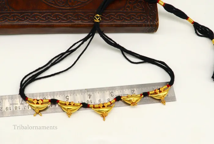 TRIBAL ORNAMENTS Necklaces 22kt yellow gold customized vintage tribal choker necklace best gift ethnic necklace worn by tribal people of Rajasthan india set74
