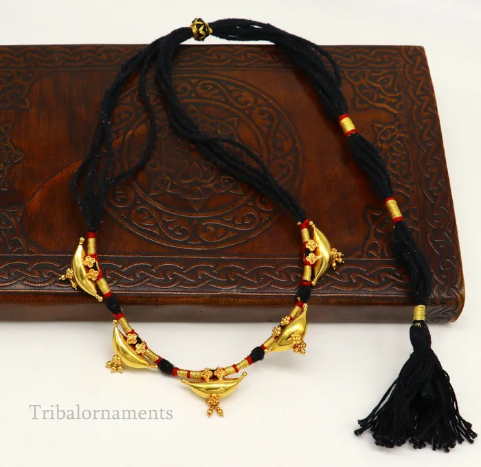 TRIBAL ORNAMENTS Necklaces 22kt yellow gold customized vintage tribal choker necklace best gift ethnic necklace worn by tribal people of Rajasthan india set74